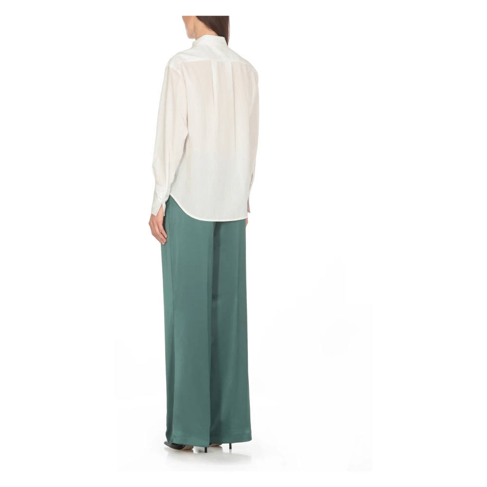 pinko Gestreepte Viscose Shirt met Kraag White Dames