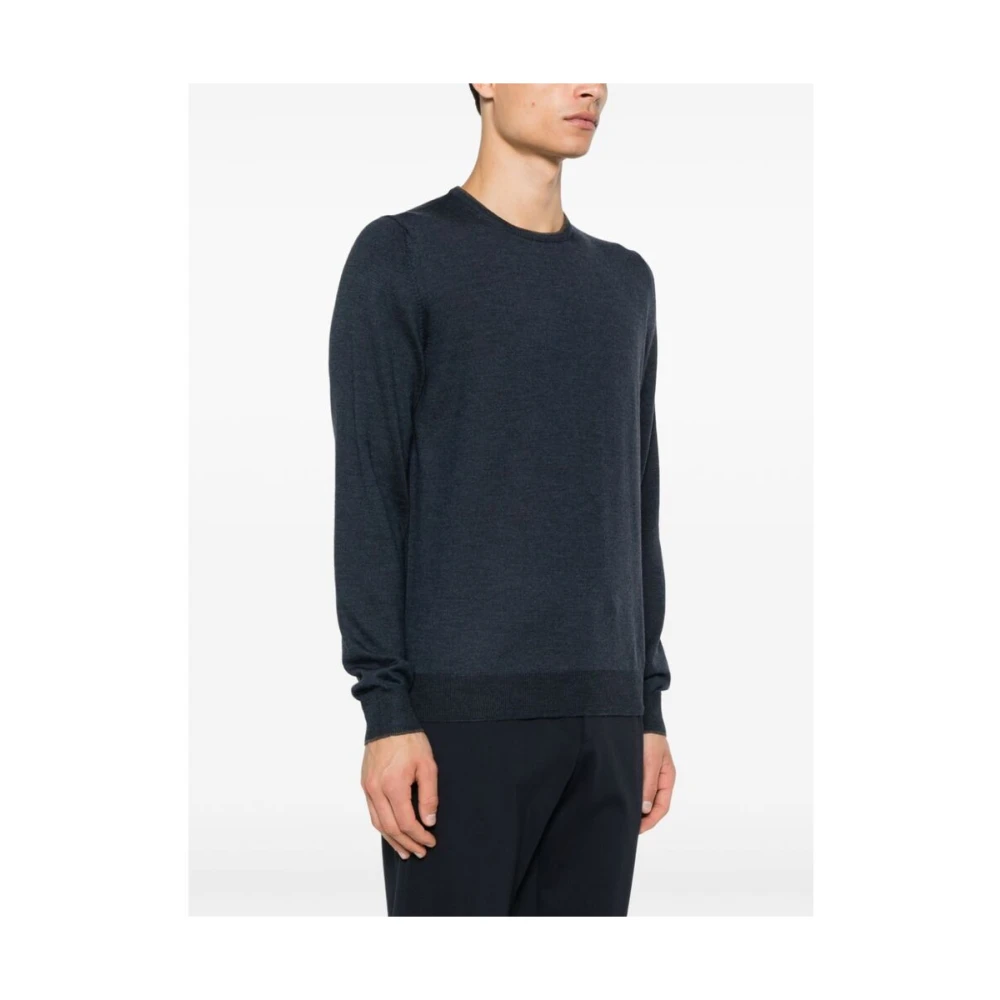 La Fileria Navy Blauw Wol Trui Blue Heren