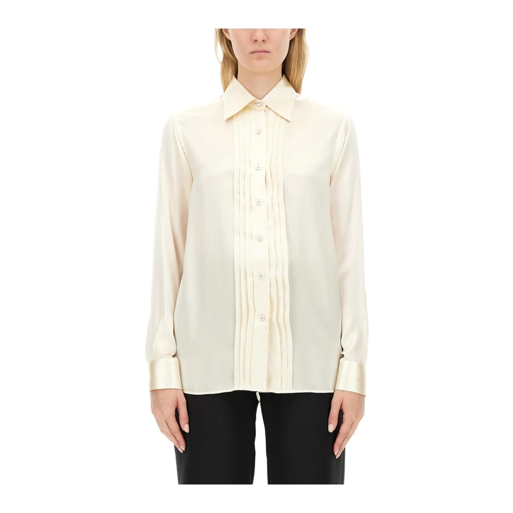 Tom Ford Women's Beige Silk Pleated Shirt