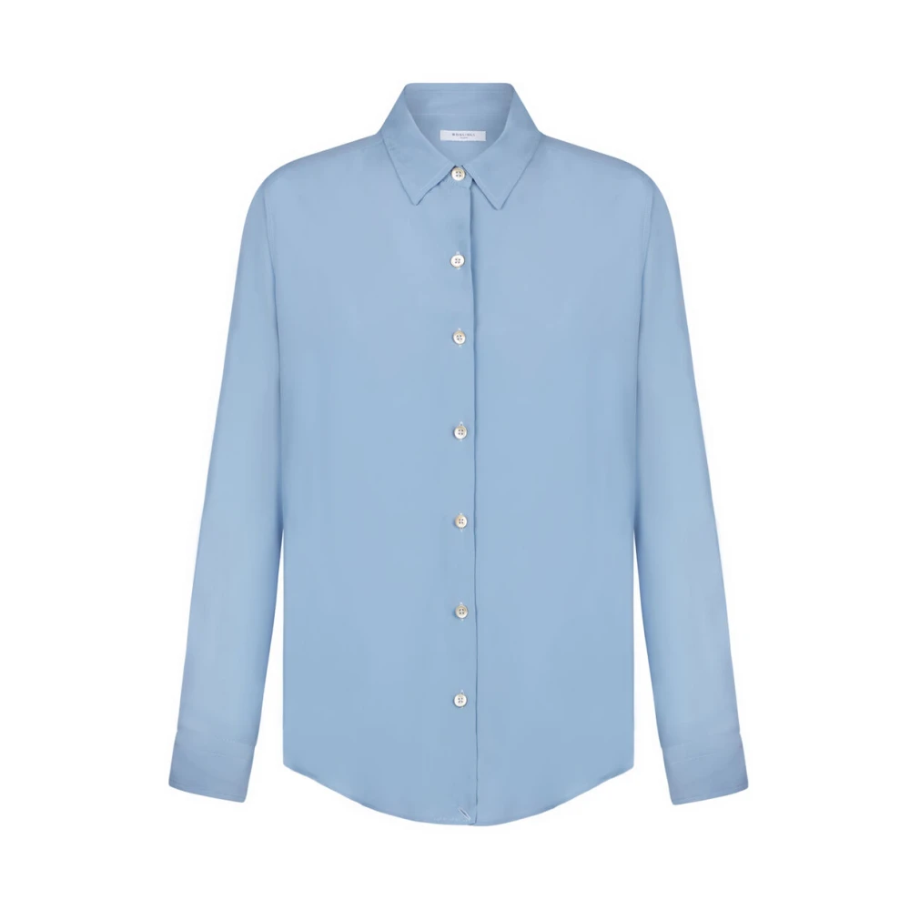 Boglioli Blauwe Crêpe Shirt met Vloeibare en Lichtgewicht Textuur Blue Dames