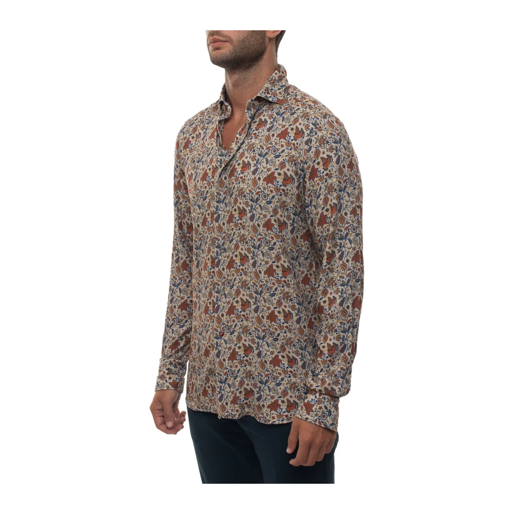 Càrrel Bladprint Jurk Hals Shirt Multicolor Heren