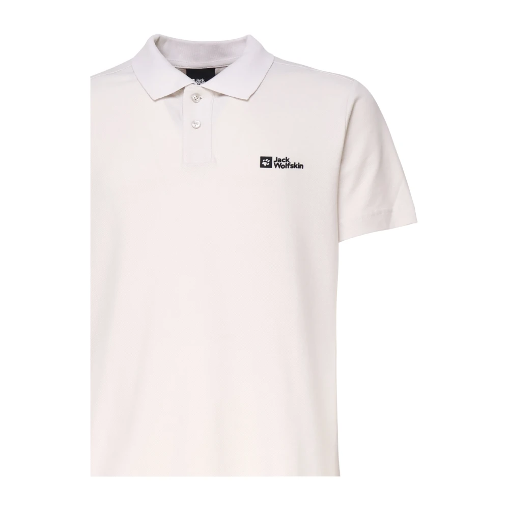 Jack Wolfskin Witte Katoenen Poloshirt Geribbelde Kraag White Heren