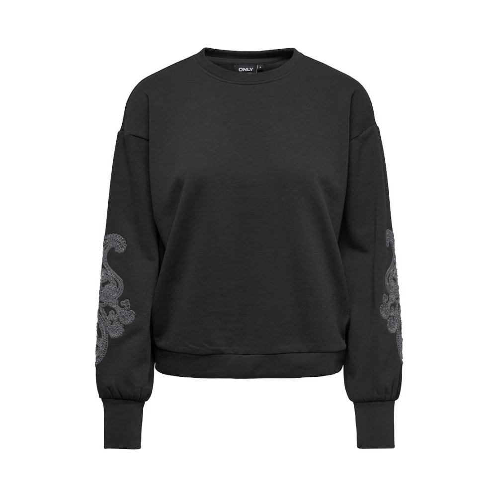 Only Geborduurde Trui Zwart Paisley Magneet Black Dames