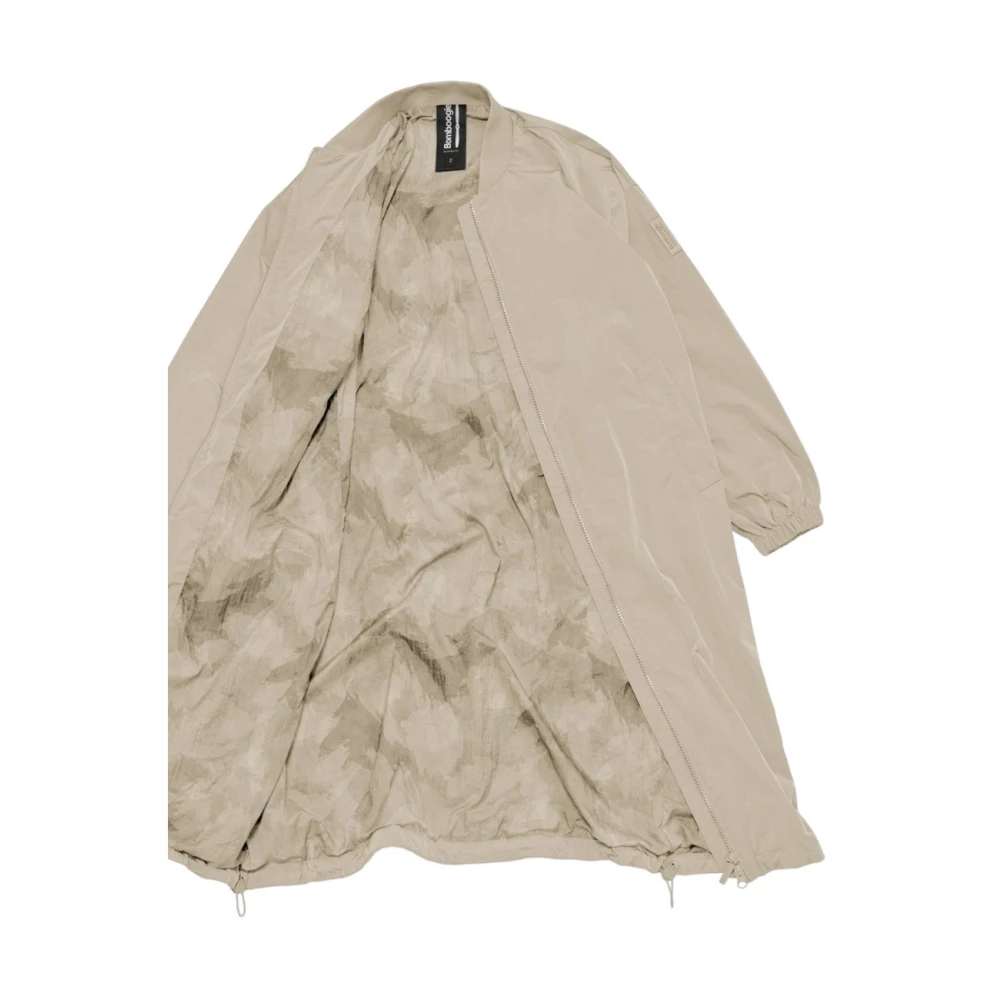 BomBoogie Lange bomber nylon jas beige Dames