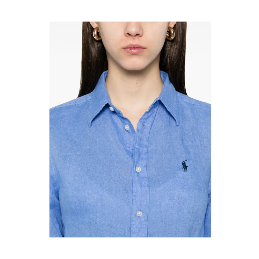 Ralph Lauren Linnen overhemd met lange mouwen Blue Dames