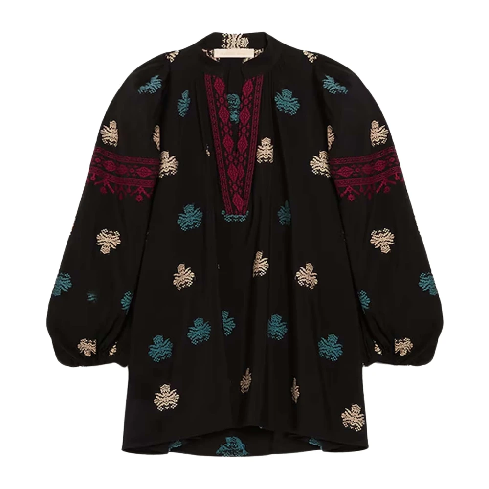 Vanessa Bruno Zwarte Pofmouw Blouse Black Dames