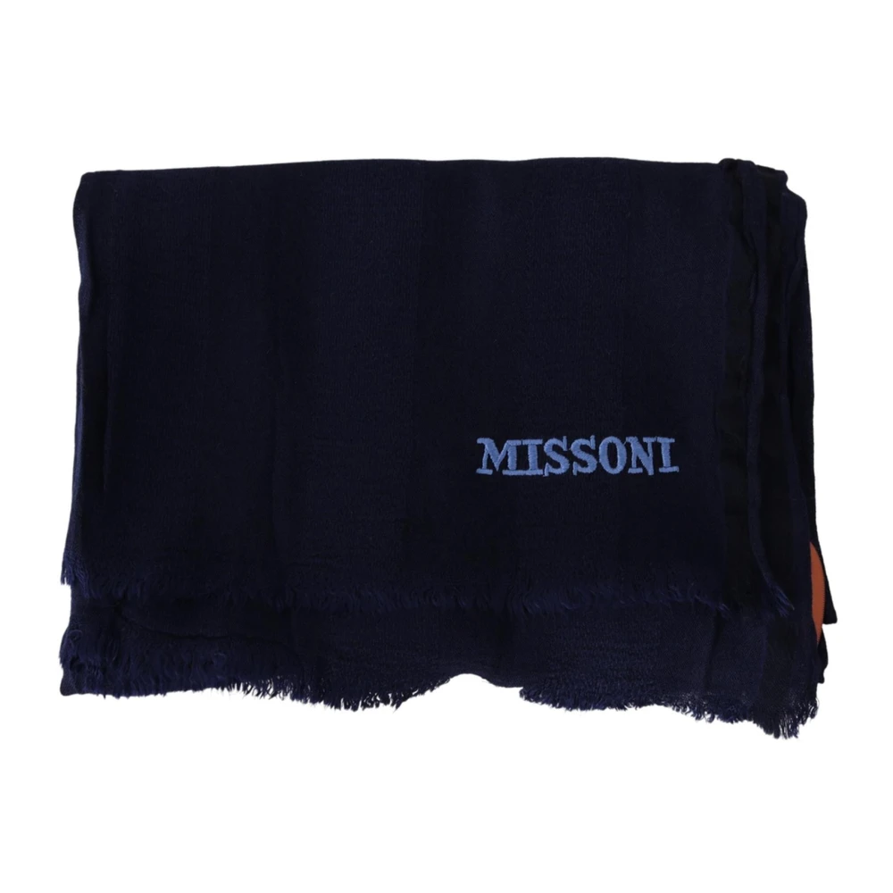Missoni Herr Blå Accessoarer One Size, Tt Ullhalsduk Med Logobroderi
