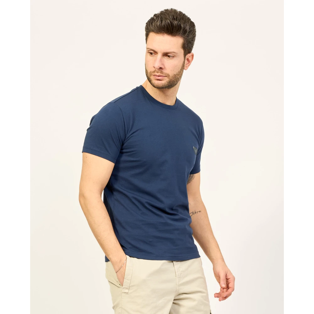 Emporio Armani EA7 Blauw Logo T-shirt Regular Fit Blue Heren