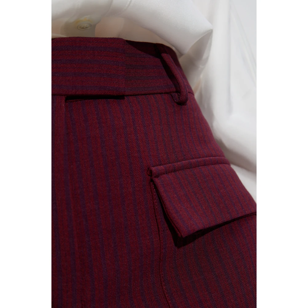 Salvatore Ferragamo Wollen broek met gestreept patroon Red Dames