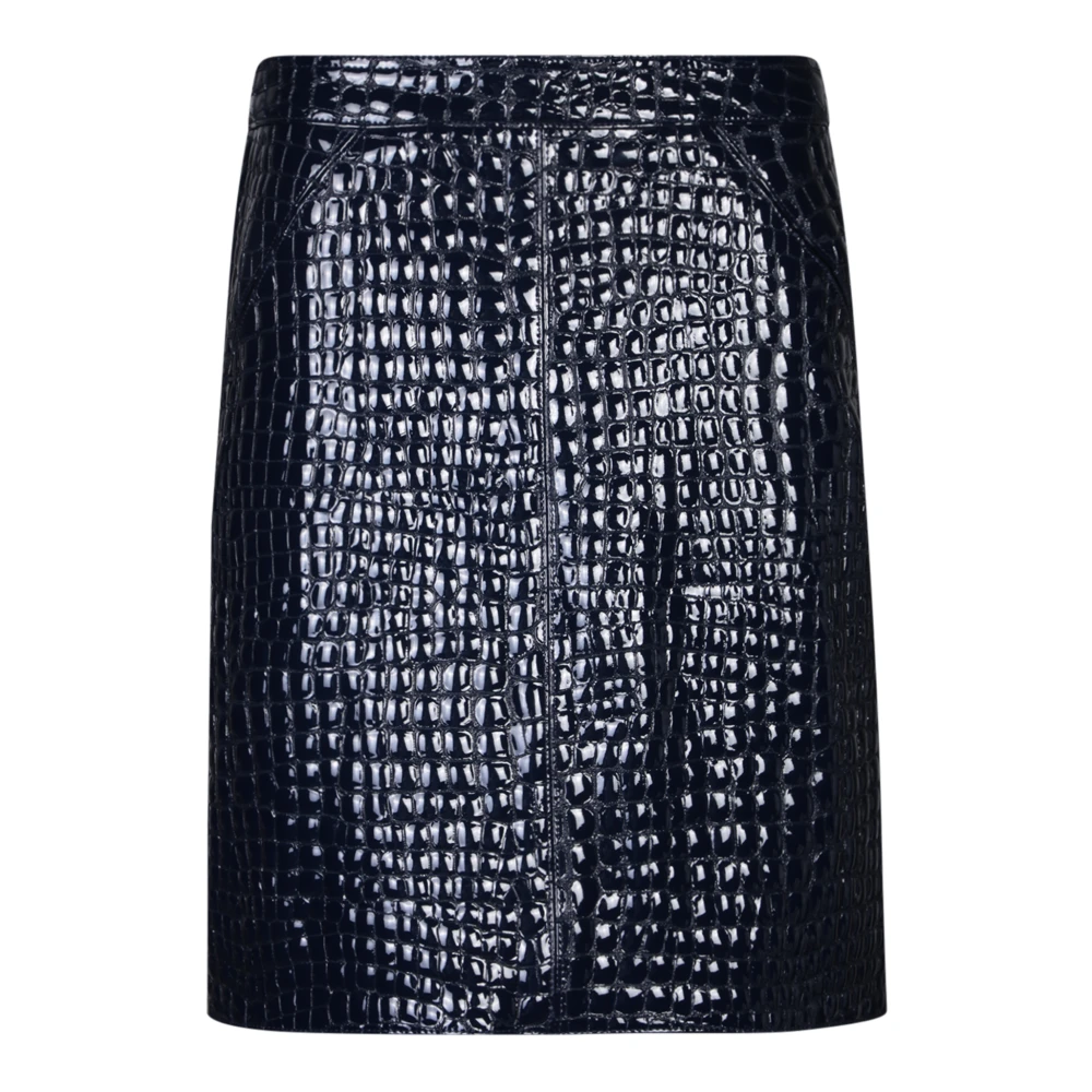 Tom Ford Women's Blue Leather Skirts, Xs, Croc Print Skirt