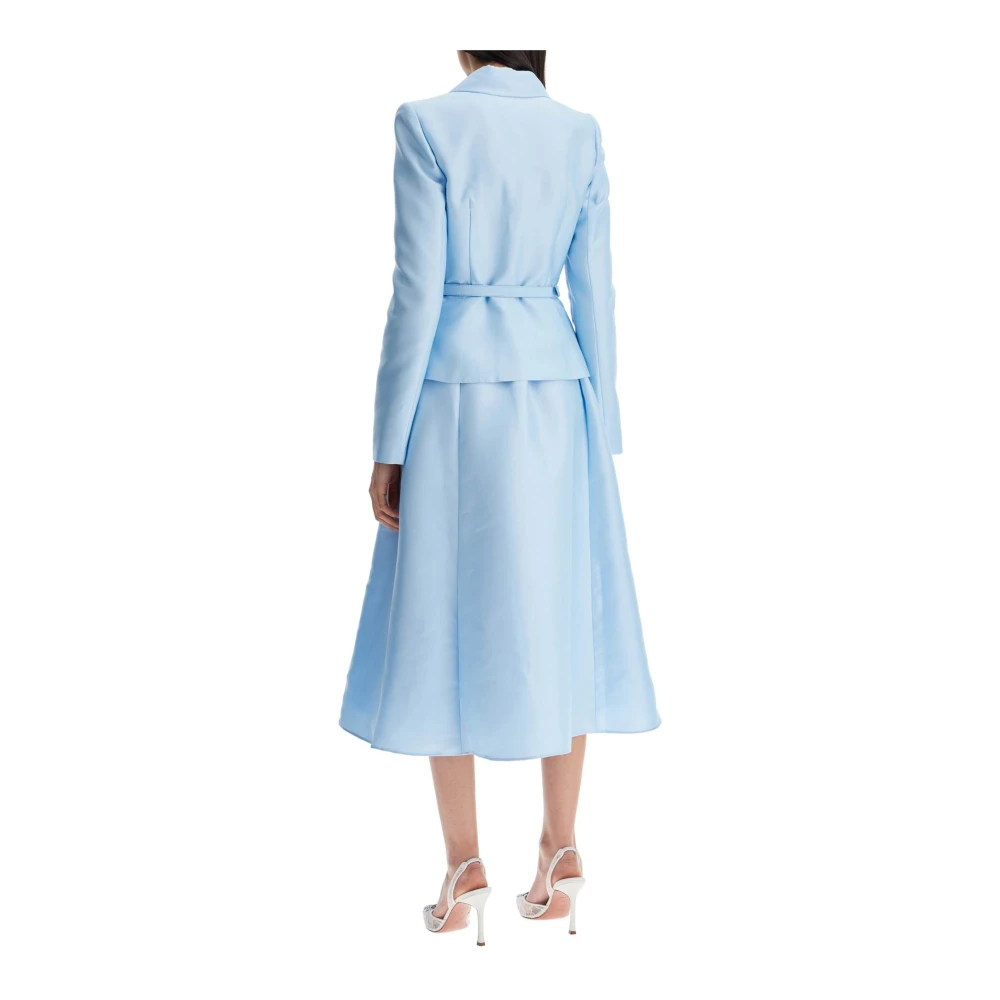 Self Portrait Taffeta Tweedelige Uitlopende Jurk Blue Dames