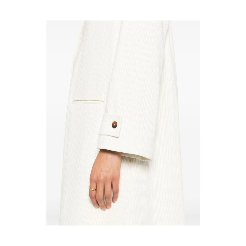 Forte Ivoor Wit Corduroy V-Hals Jas White Dames