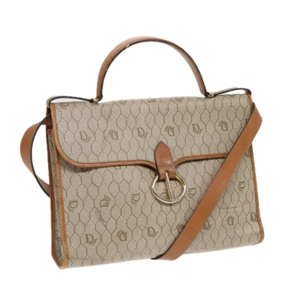 Dior Vintage Pre-owned Leather handbags Beige Dames