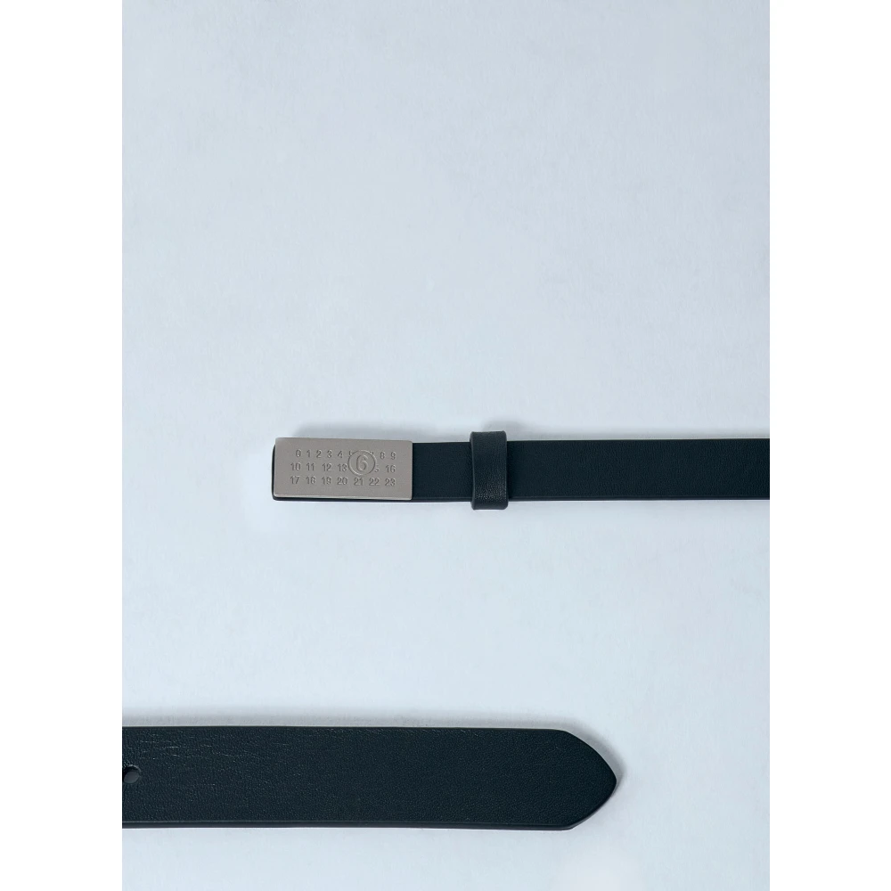 MM6 Maison Margiela Signature Logo Plaque Lederen Riem Black Dames