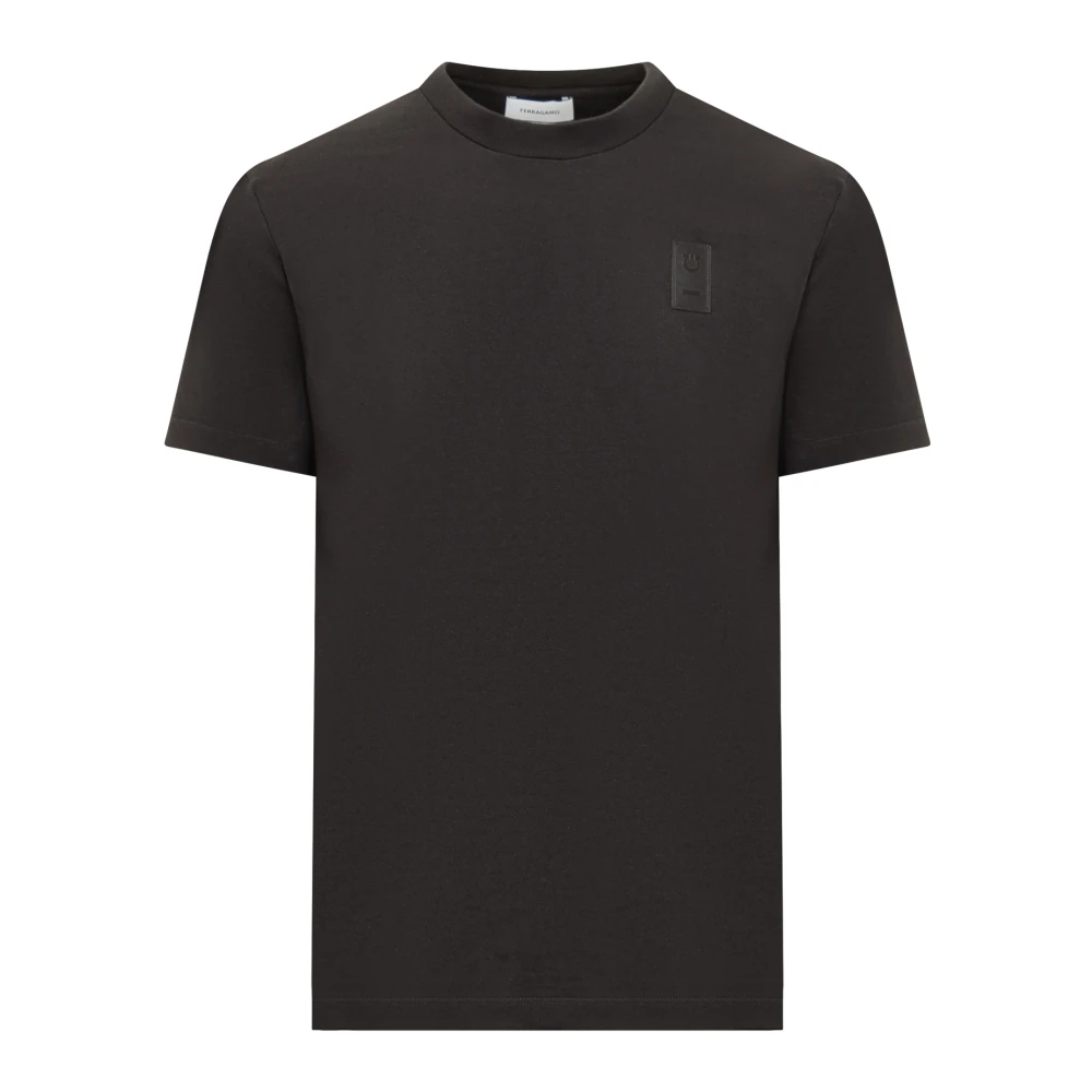 Salvatore Ferragamo Korte mouwen T-shirt met ronde hals en logo Black Heren