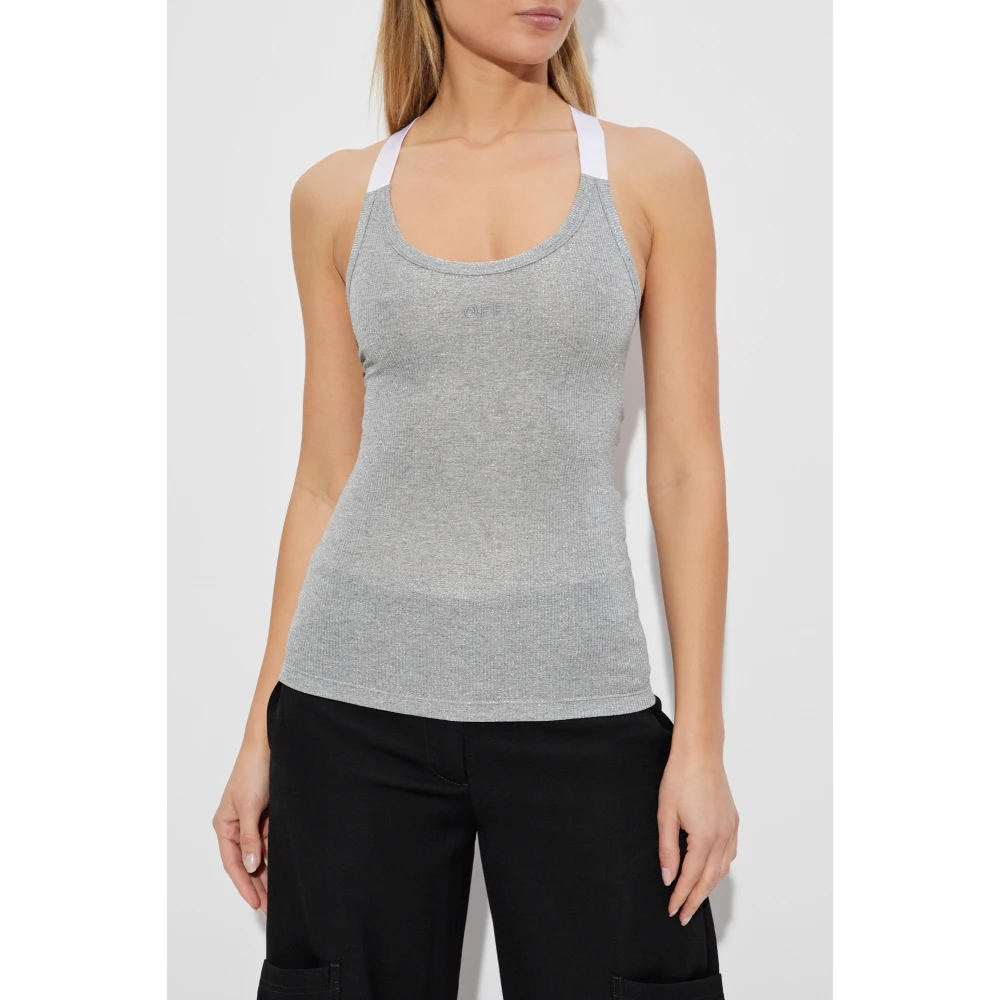 Off White Top met lurex draad Gray Dames