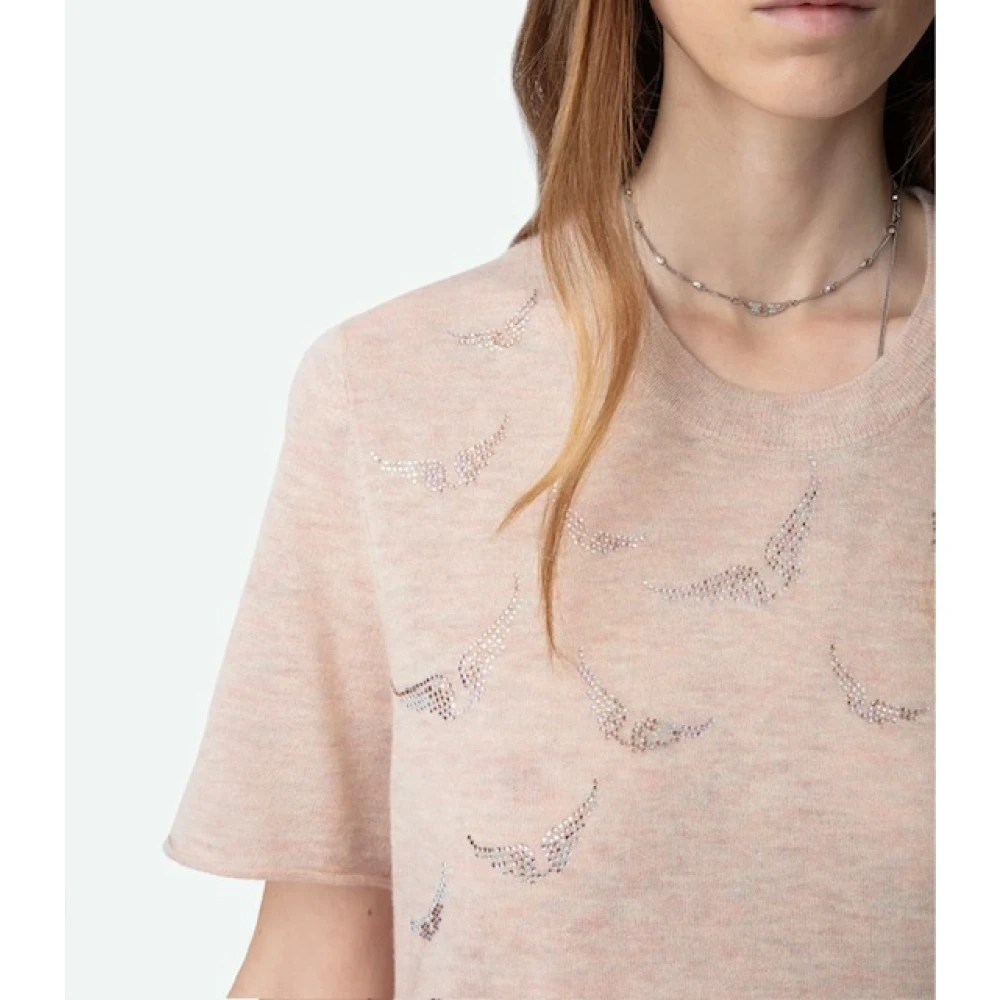 Zadig & Voltaire Kasjmier Vleugels Korte Mouw Trui Beige Dames