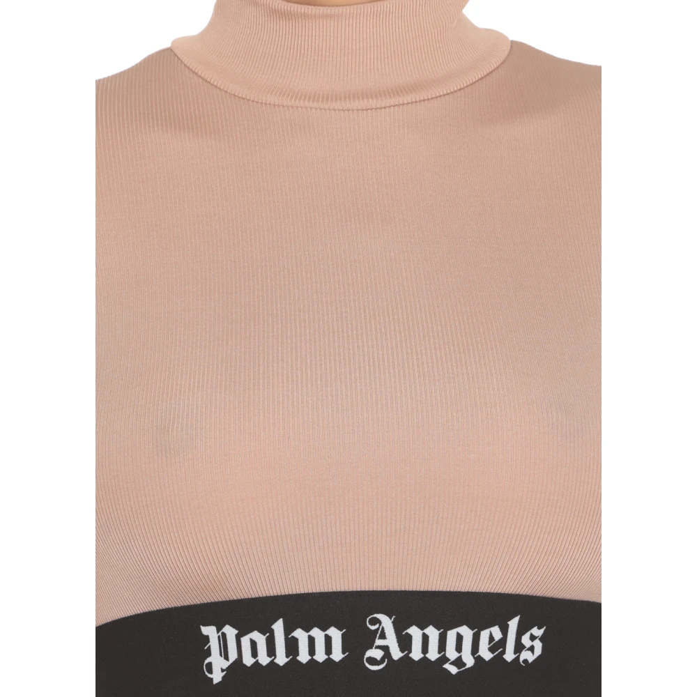 Palm Angels Roze Geribbelde Crop T-shirt Pink Dames