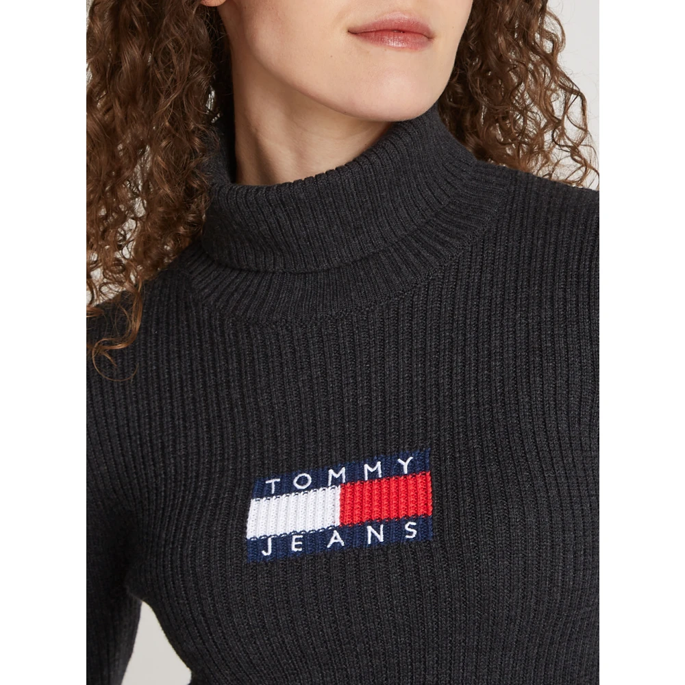 Tommy Jeans Geribbelde Dolcevita Trui Black Dames