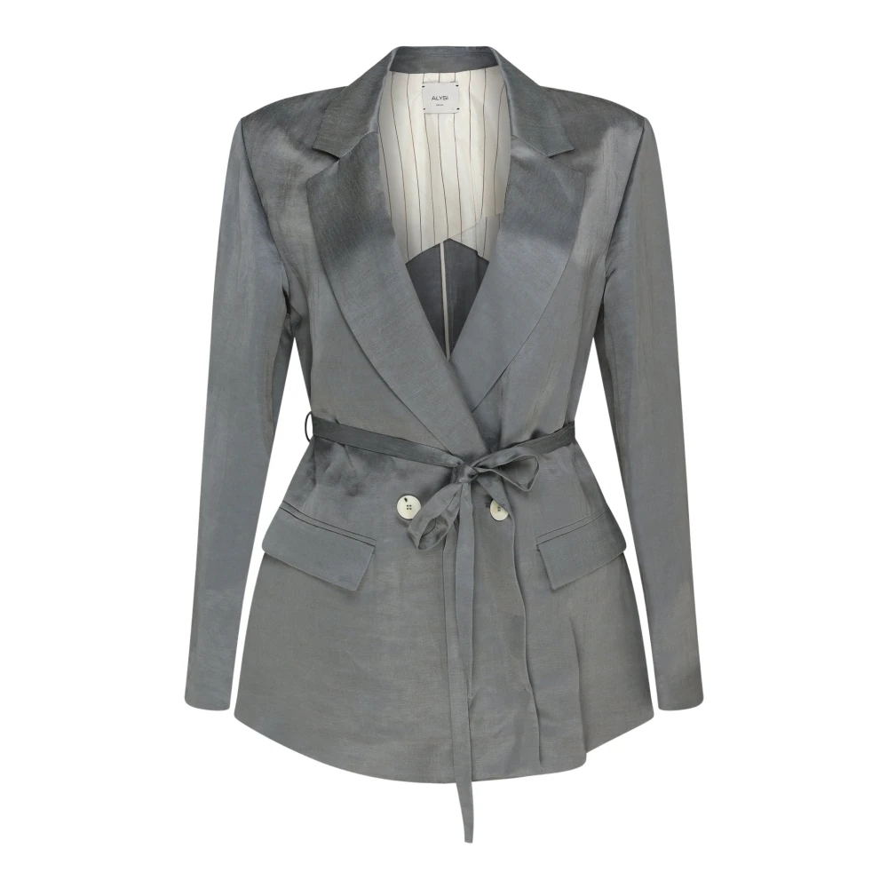 Alysi Antraciet Blazer met Afneembare Riem Gray Dames