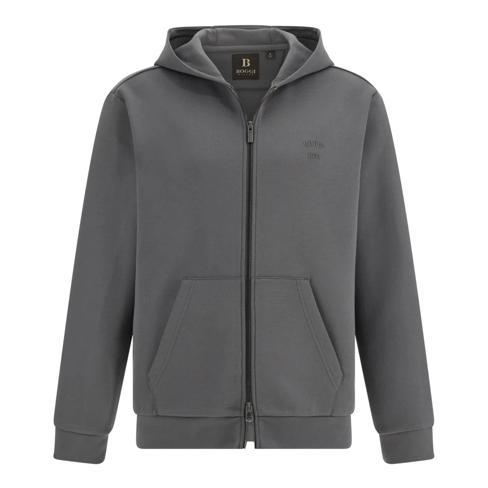 Boggi Milano Katoenen Blend Full-Zip Sweatshirt Black Heren