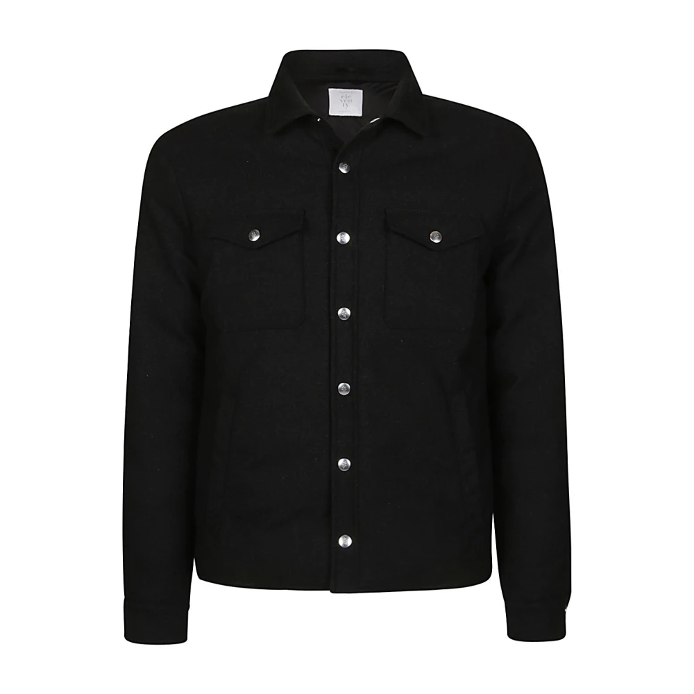 Eleventy 14 Micron Wollen Jas Shirt Black Heren