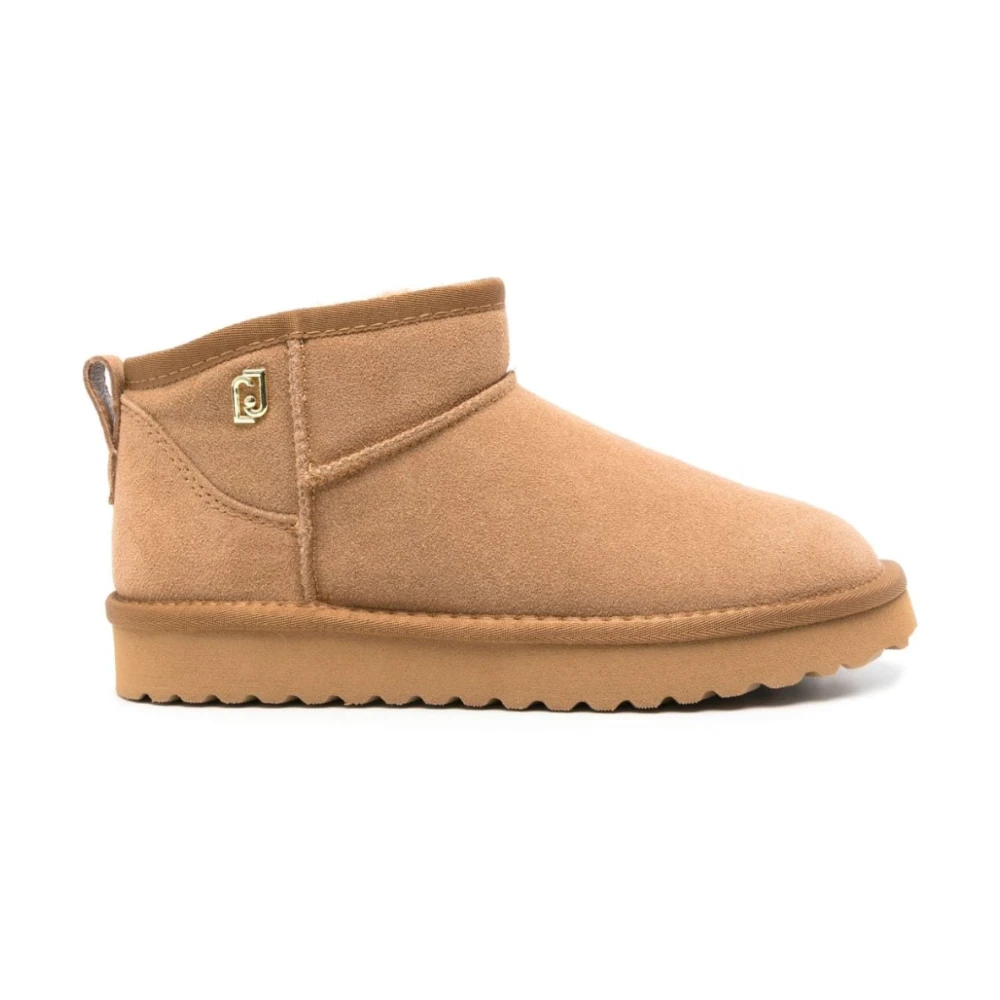 Liu Jo Vrouw Beige Schoenen Dames, 36 Eu, Suède, Suède Enkellaarzen Met Logo