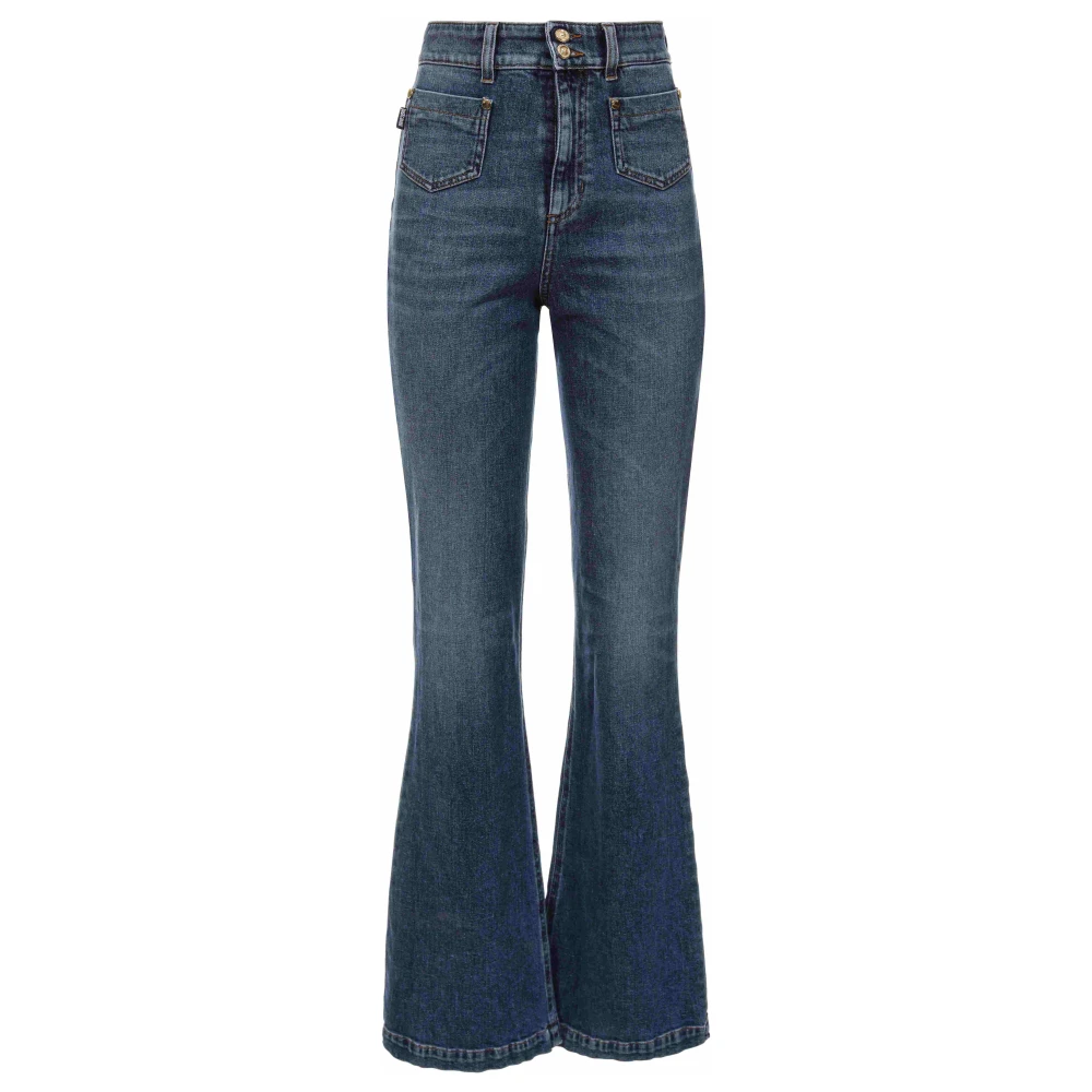 Roberto Cavalli Flared Jeans met Logo Patch Blue Dames