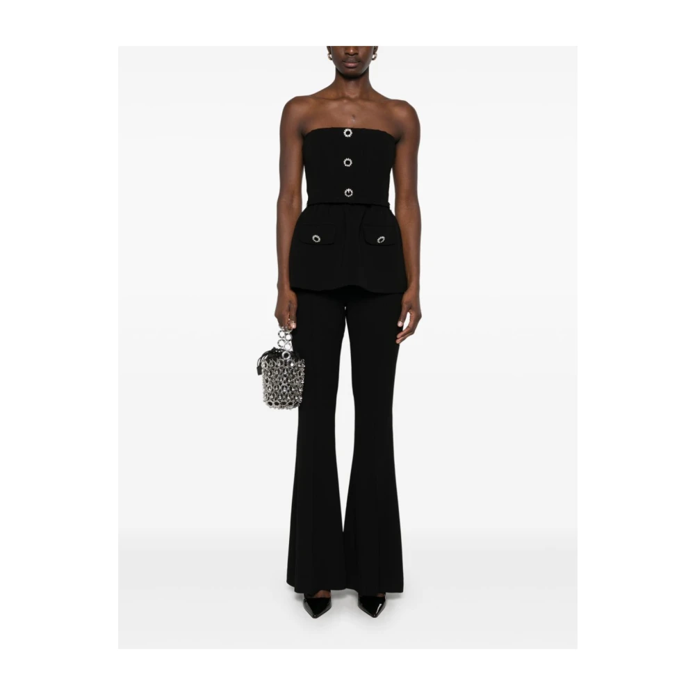 Self Portrait Zwarte Crepe Jumpsuit met Riem Black Dames