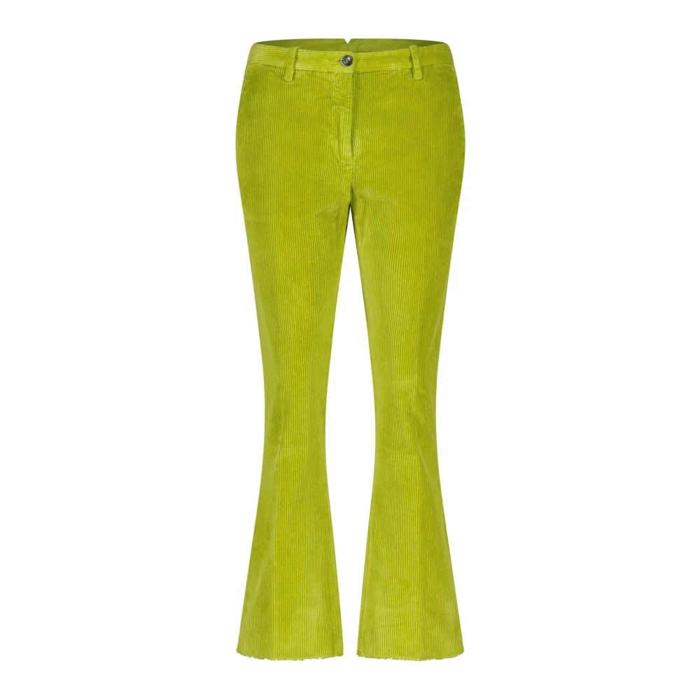 Nine In The Morning Corduroy Flare Broek Elegant Model Green Dames