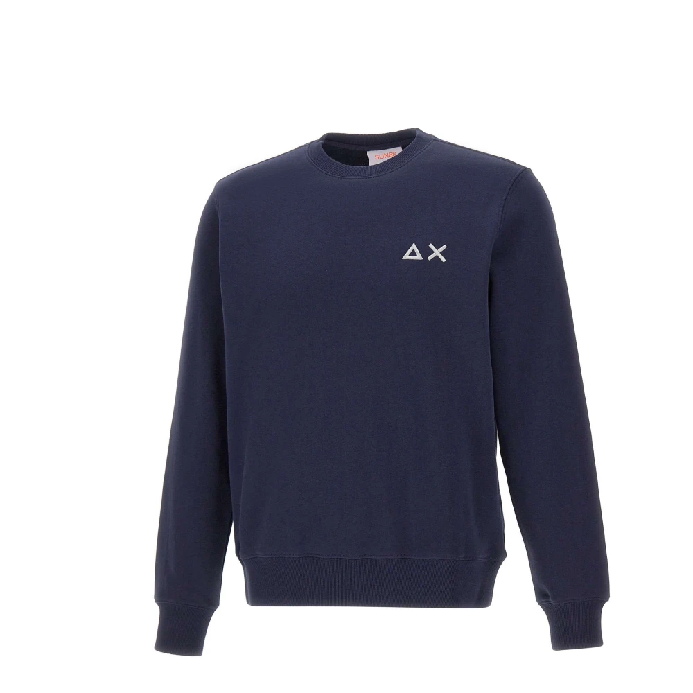 Sun68 Men's Blue Cotton Crew-Neck Sweatshirt - Round-Neck Knitwear - L - Knitwear