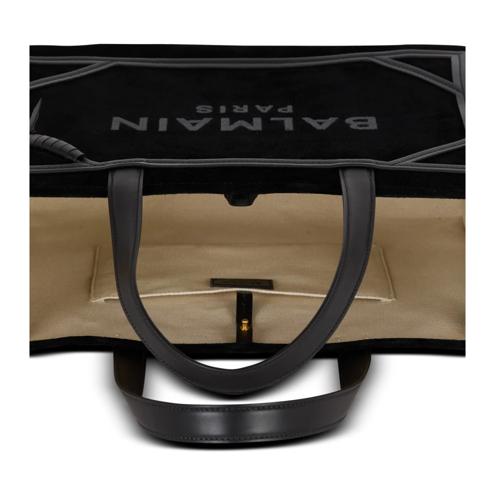 Balmain Middelgrote suède B-Leger tote tas Black Dames