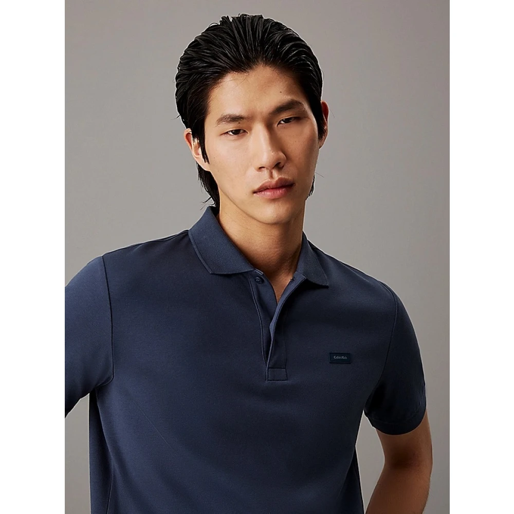 Calvin Klein Liquid Touch Slim Fit Polo Blue Heren