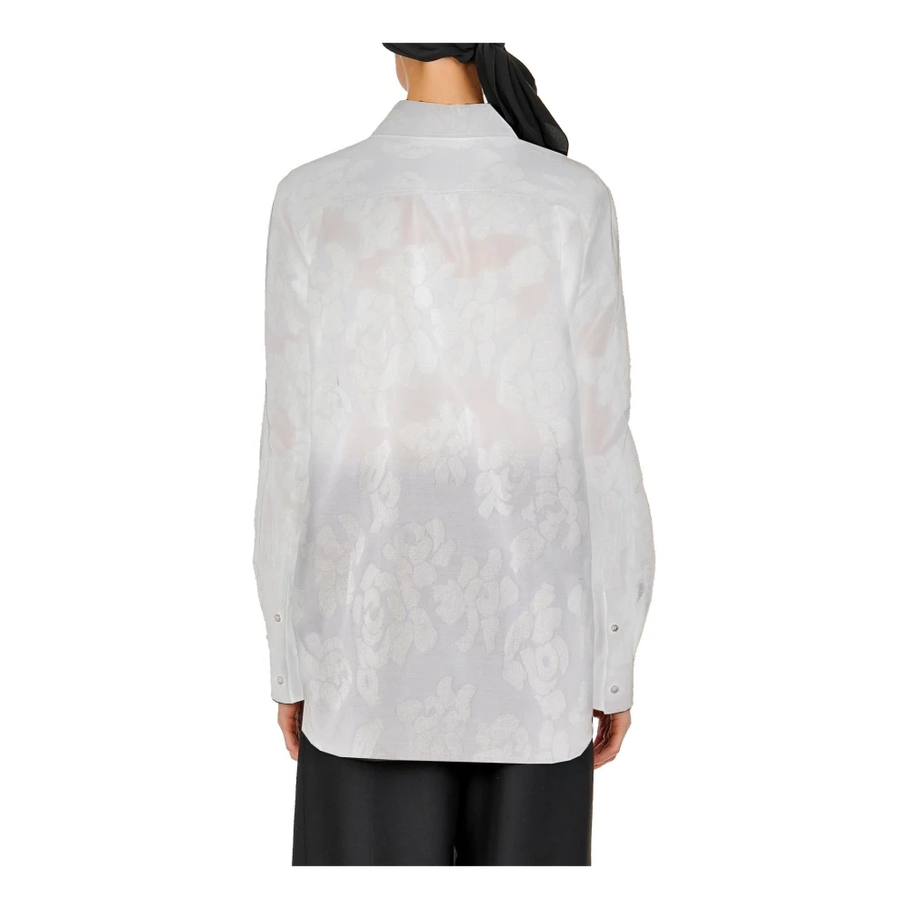 Salvatore Ferragamo Bloemenprint knoopshirt voor vrouwen White Dames
