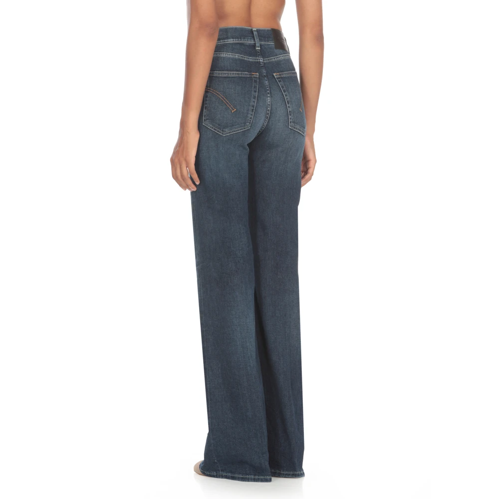 Dondup Blauwe Palazzo Jeans met Riemlussen Blue Dames