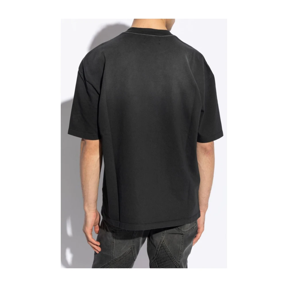 Amiri Zwarte Crewneck Patch T-shirts en Polos Black Heren
