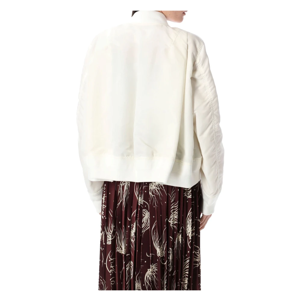 Sacai Witte Nylon Twill Blouson Buitenkleding White Dames