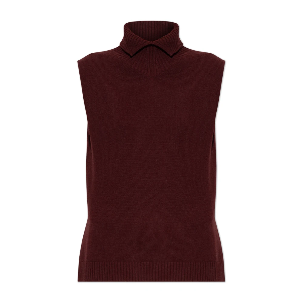 Jil Sander Vrouw Rood Truien & Vesten Dames, Xl, Wol, Asymmetrisch Coltrui Vest