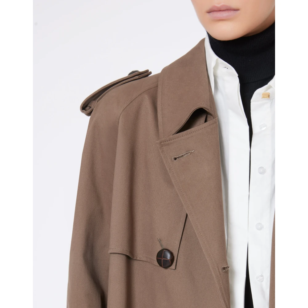 MVP wardrobe Oversized Katoenen Trenchcoat Brown Dames
