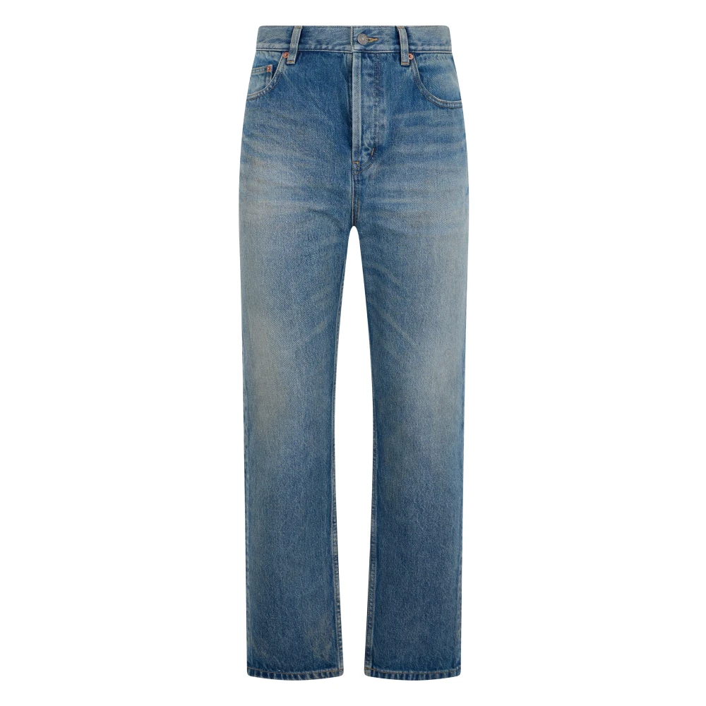 Saint Laurent Women's Blue 90S High-Rise Cropped Slim Jeans - Straight Fit Jeans - W28 - Jeans