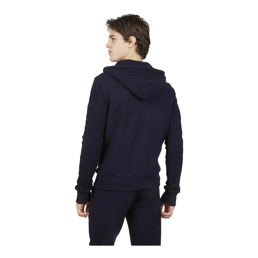 Eleventy Cashmere Hoodie Met Volledige Rits Blue Heren