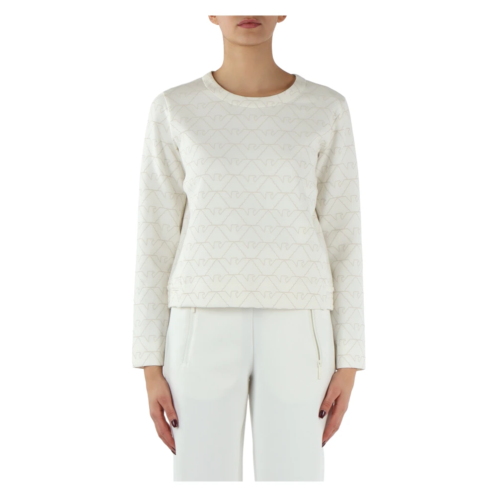 Emporio Armani Katoenen Logo Print Sweatshirt White Dames