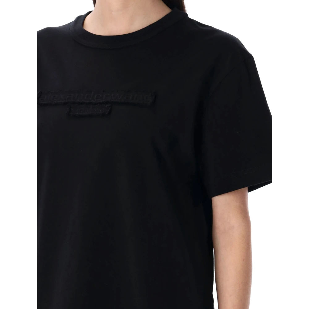 alexander wang Distressed Logo T-shirt Zwart Black Dames