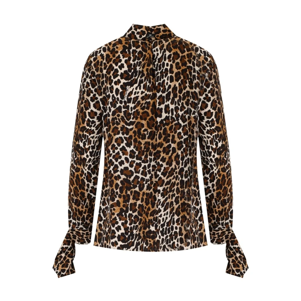 Elisabetta Franchi Dierenprint Georgette Shirt Brown Dames