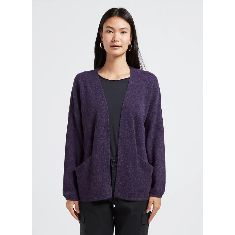 Des Petits Hauts Losse Paarse Wollen Cardigan voor Vrouwen Purple Dames
