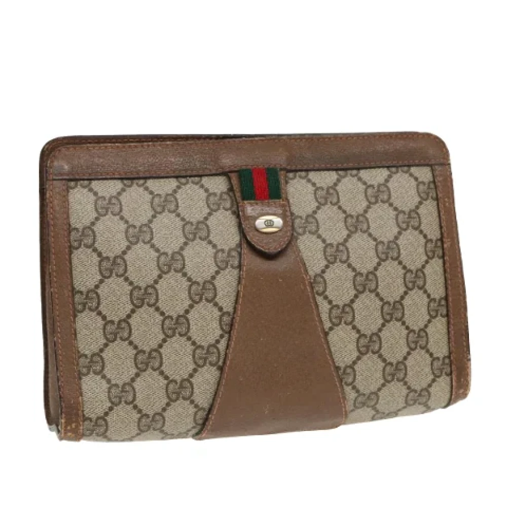 Gucci Vintage Pre-owned Leather clutches Beige Dames