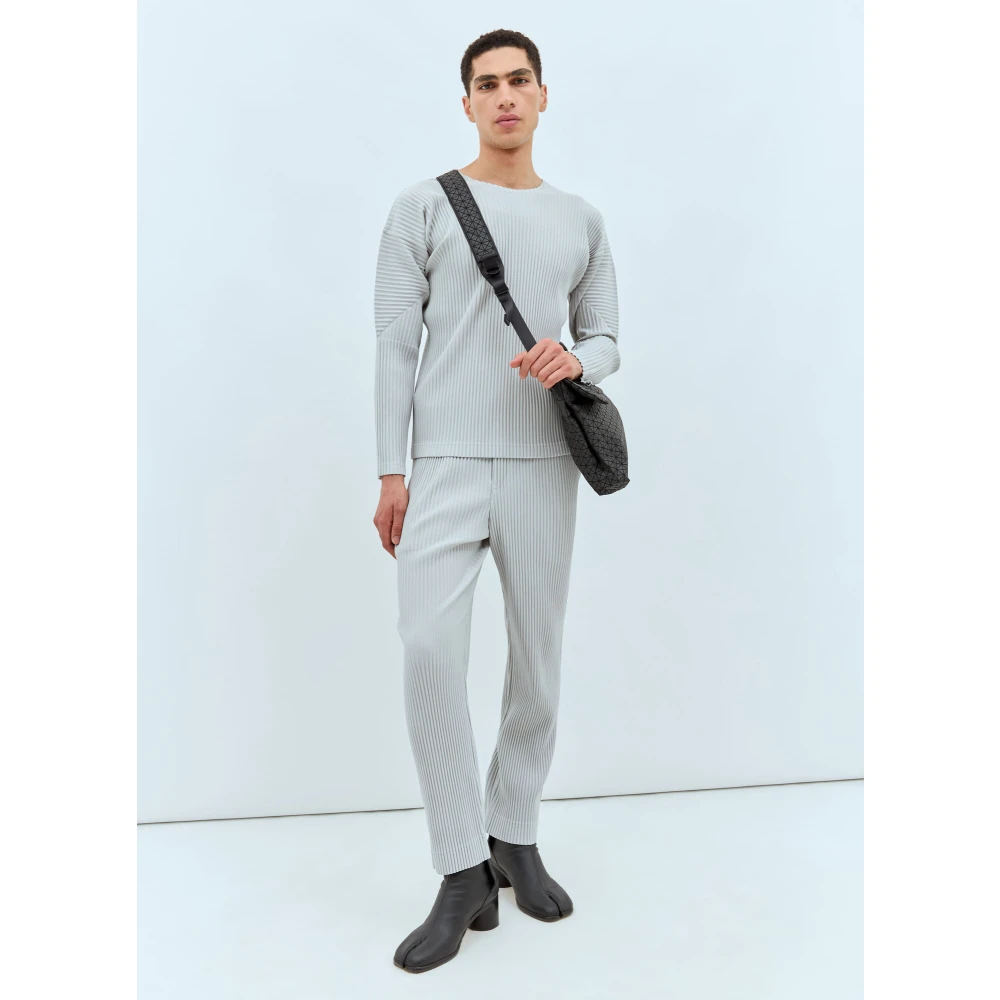 Issey Miyake Geplooide Longsleeve Top Gray Heren