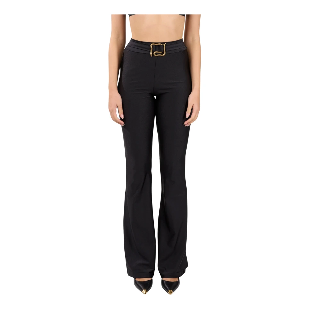 Just Cavalli Hoge taille lycra leggings met metalen accessoire Black Dames