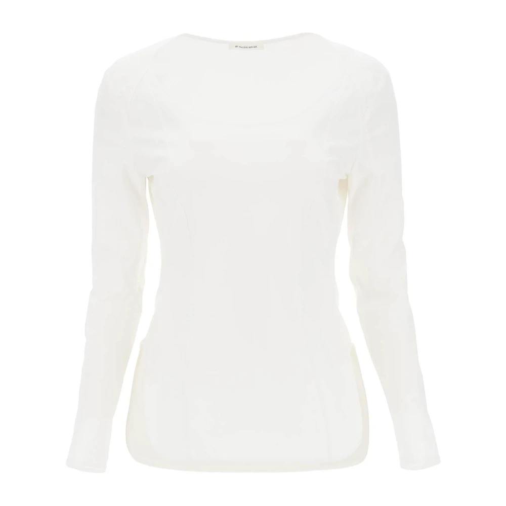 By Malene Birger Organisk Stretch Bomull Poplin Blus White, Dam