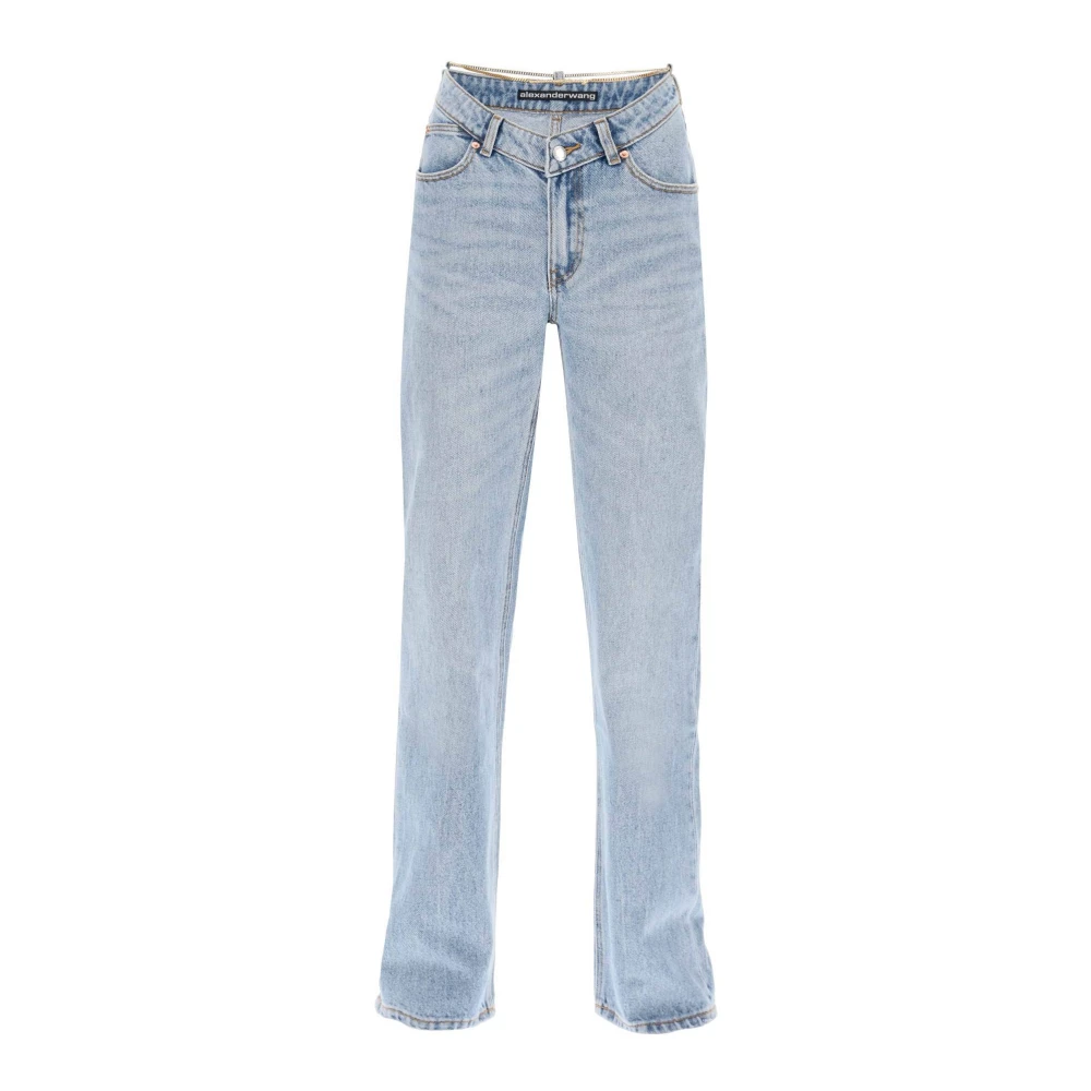 Alexander wang Asymmetrische Taille Jeans met Kettingdetail Blue Dames